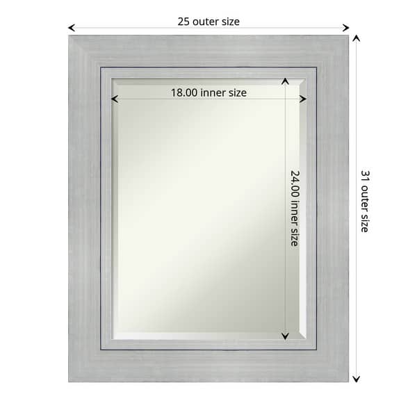 Beveled Wood Bathroom Wall Mirror - Romano Silver Frame - Overstock ...