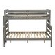 preview thumbnail 9 of 10, Gray Twin over Full Size Solid Wood Bunk Bed with Ladder & Fence