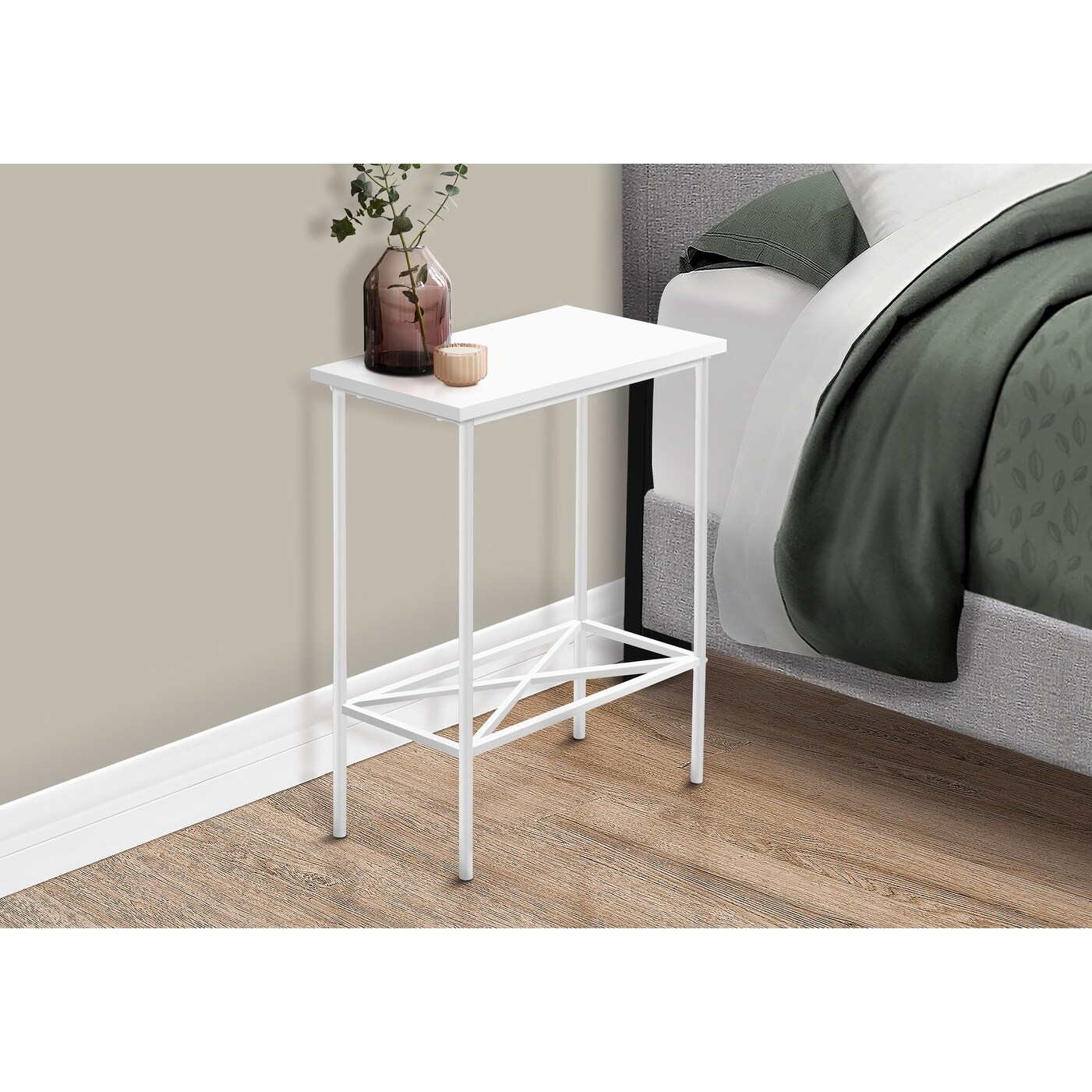 Accent Table Side End Narrow Small 2 Tier Living Room