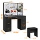 preview thumbnail 13 of 34, Makeup Vanity with XL Lighted Mirror & Stool, 7 Drawers Bedroom Vanity Desk