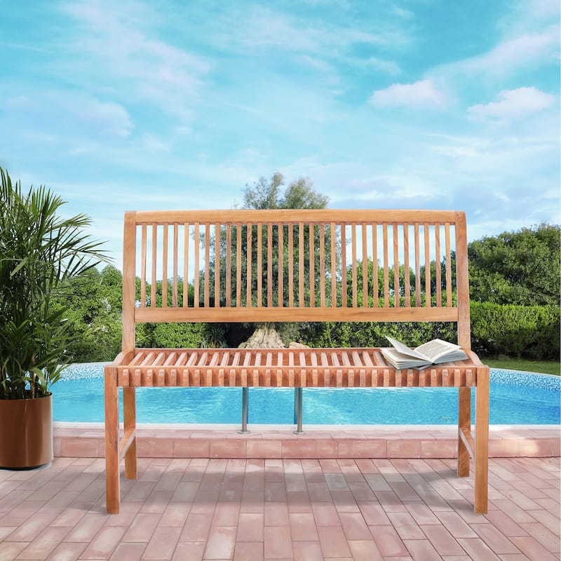 Chic Teak Castle Outdoor Teak Wood Patio & Garden Bench without Arms, 4 foot