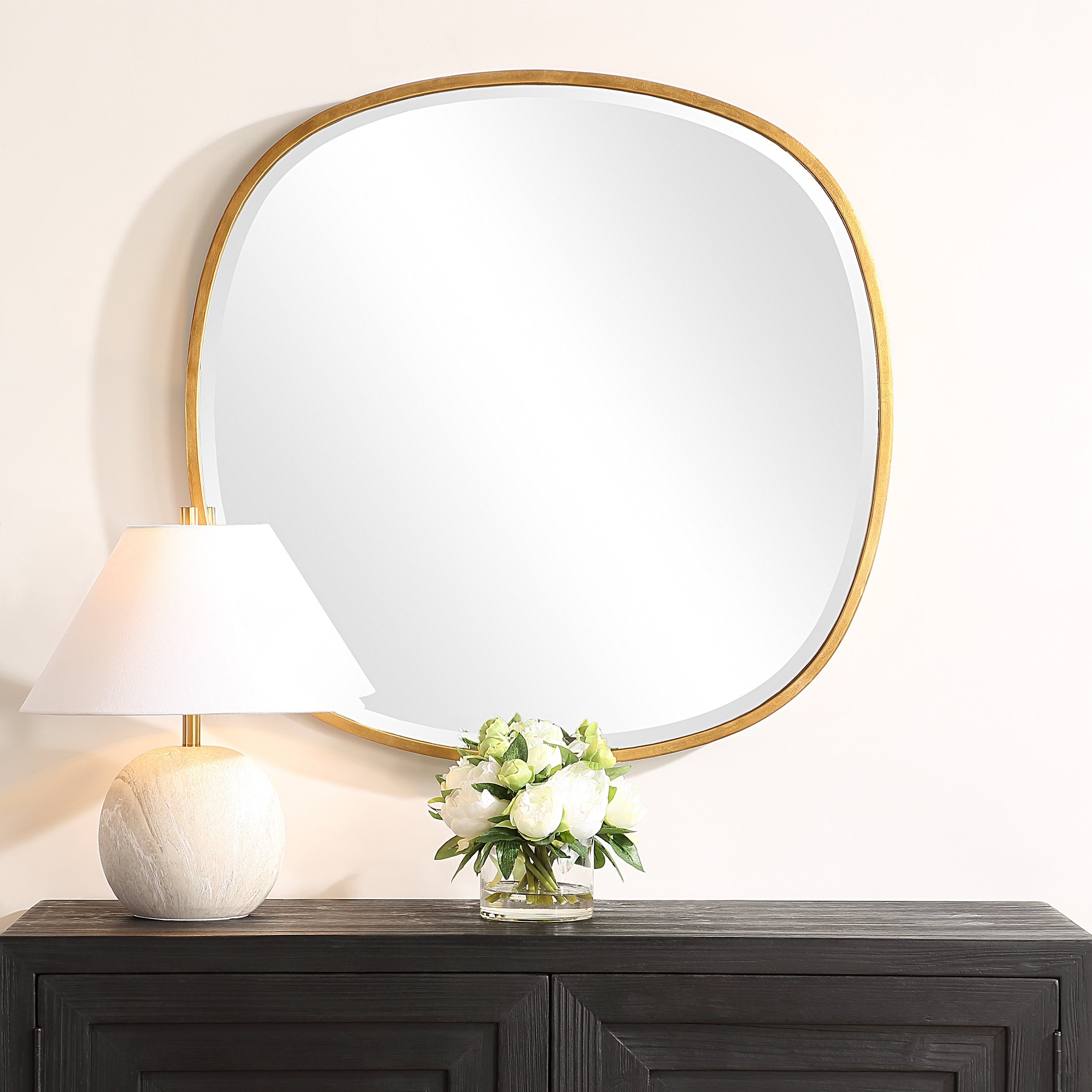 Copper Grove Rounded Gold Leaf Finish Wall Mirror