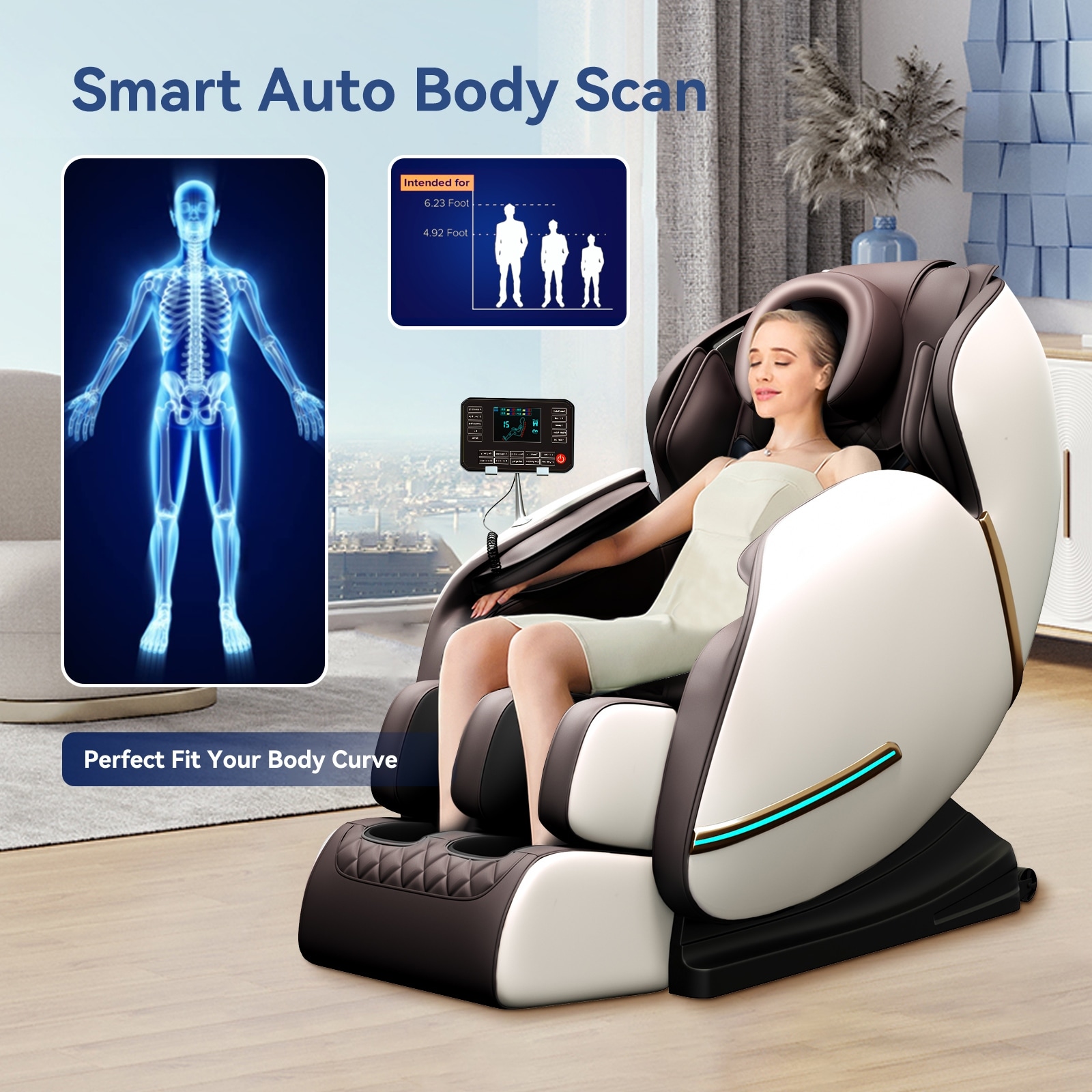 Bestmassage 4D Massage Chair,Full Body Zero Gravity Recliner Chair with Smart Large Screen Bluetooth Heat Foot Roller,Black