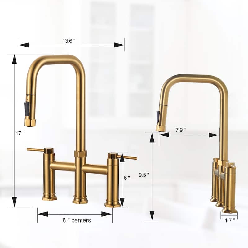 WOWOW Double Handle Pull Down Kitchen Faucet