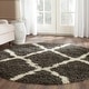 preview thumbnail 136 of 162, SAFAVIEH Dallas Shag Giusy Trellis 1.5-inch Thick Rug 10' Round - Dark Grey/Ivory - Round