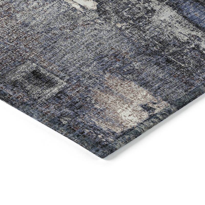 Machine Washable Indoor/ Outdoor Abstract Imprints Chantille Rug