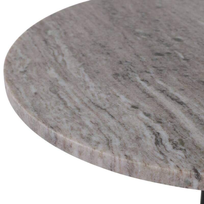 Metal Base Marble Top Modern Glam Accent Table Round Silhouette
