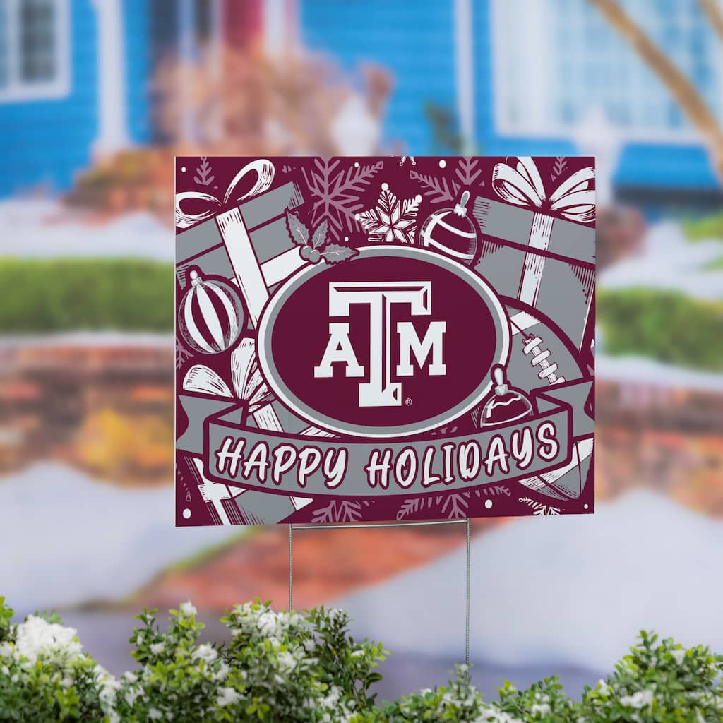 Texas A&M Yard Sign, Happy Holidays - 24" x 18"