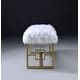 preview thumbnail 3 of 3, Modern Style Faux Fur Upholstered Bench with Geometrical Side Panels, White and Gold - 21 H x 17.5 W x 37.5 L Inches