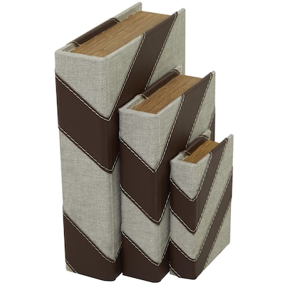 Faux Storage Book Decorative Box - Set of 3 Dark Brown, Gray, Cream, Beige, Multi Colored, Blue, White - Roche River Decor