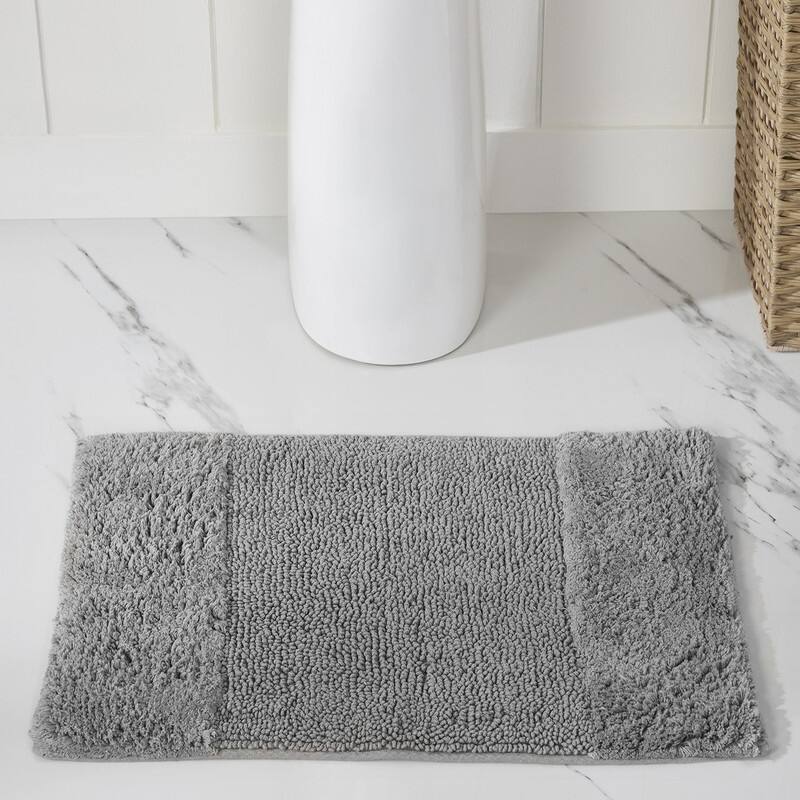 Better Trends Bath Rug 100% Cotton Water Absorbent Tufted Bathroom Rugs for Shower, Sink Mats Machine Wash Granada Collection - 17" x 24" Rectangle - Gray