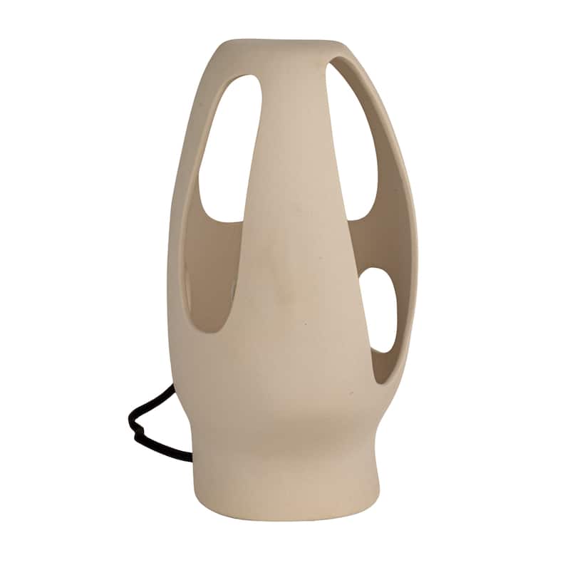 Ceramic Table Lamp with Cut-Outs, Volcano Finish, White - 9.5"L x 6.6"W x 12.3"H
