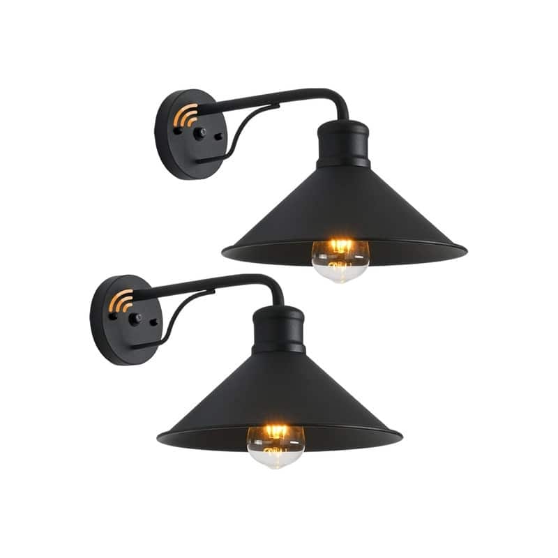 2 Pack lighting fixture black bulb light metal wall light