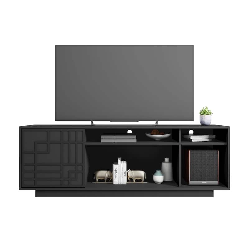 Modern Contemporary Storage TV Stand for TVs Up to 70 Inches - Black