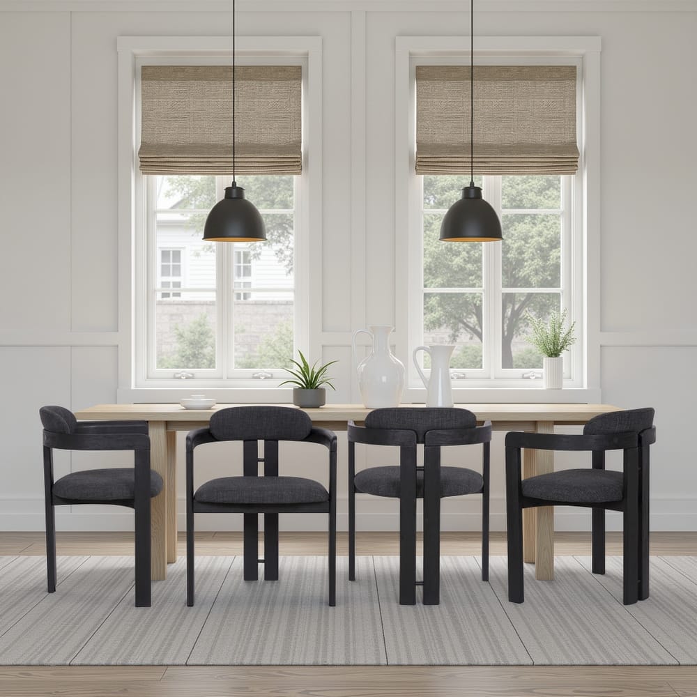 Jazmin Mid-Century Modern Upholstered Barrel Dining Chairs - Set of 2/4/6