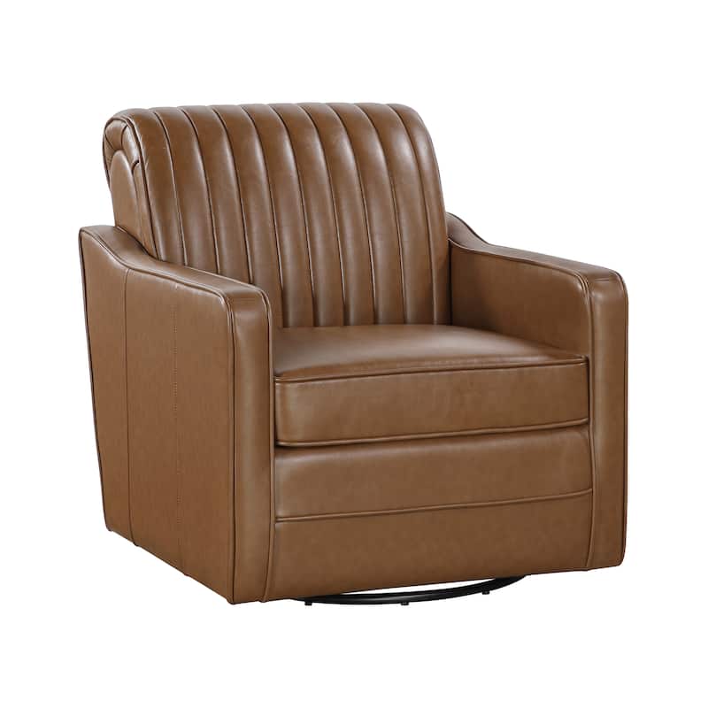 Seroa Faux Leather Swivel Chair - Brown