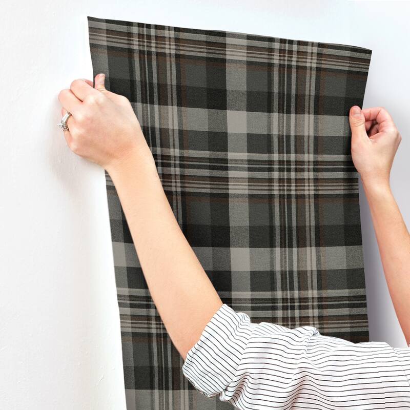 Dutton Plaid Charcoal Wallpaper