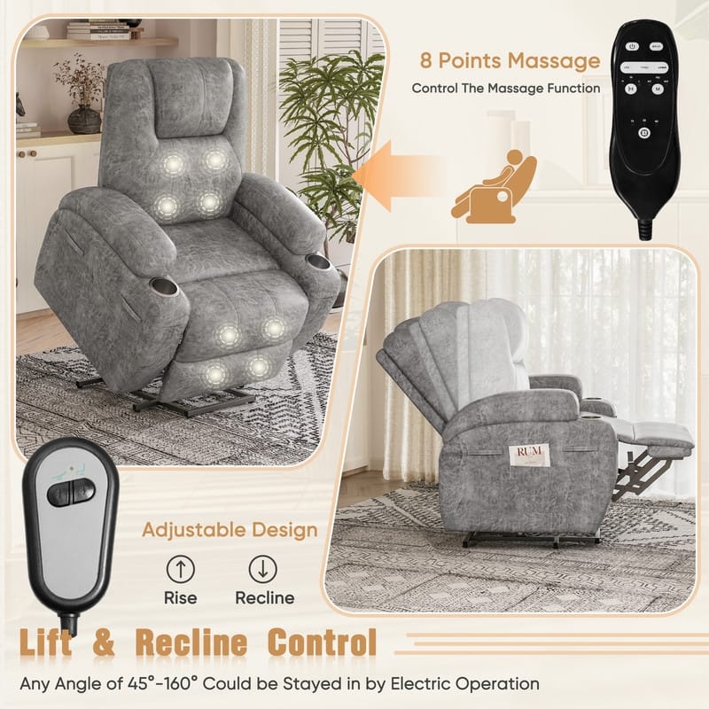 Homall Faux Leather Power Lift Recliner Chair with Massage