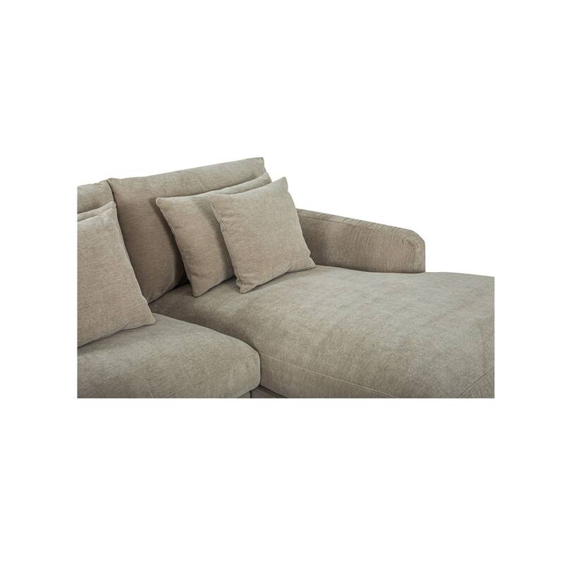 NADAAL STUDIOS Avelyn Left-Facing Sectional, Pillow-Soft Seating with Faux Feather Fill and Oat Fabric Upholstery