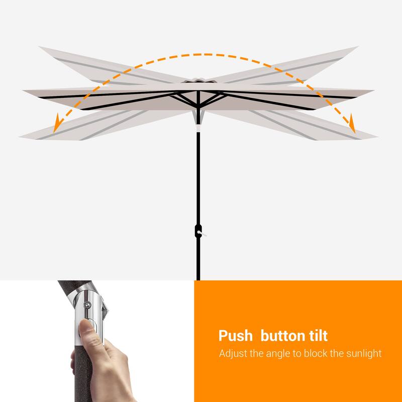 LIVOOSUN LED 10 x 6.5Ft Patio Table Umbrellas Outdoor Market Umbrella with Aluminium/Steel Pole, UV-Resistant Canopy