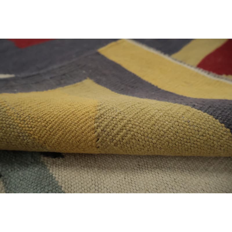 Hand Woven Oriental 100% Wool Carpet Southwestern Tribal Multi-Colored Kilim Area Rug - 14' 2'' X 9' 9''