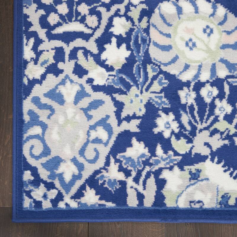 Power Loomed Distressed Abstract Floral Traditional Non Skid Stain Resistant Area Rug - 96' X '24' X '0.39