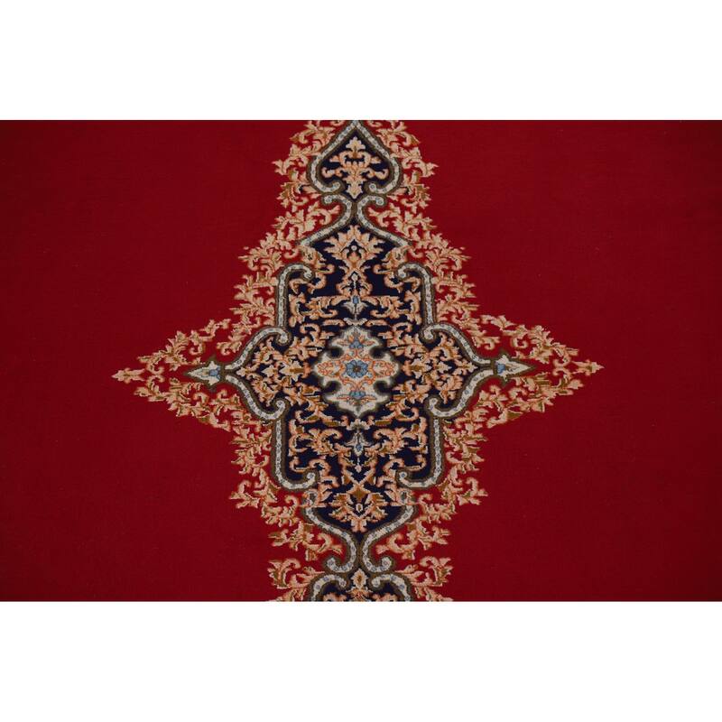Hand Knotted Oriental 100% Wool Carpet Traditional Floral Red Kerman Area Rug - 15' 8'' X 11' 7''