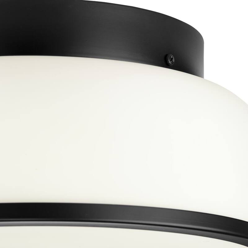 Parkhurst Collection Two-Light Matte Black New Traditional 11-1 4" Flush Mount Light - 11.25 in x 11.25 in x 5.12 in
