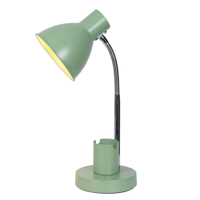 Adjustable Metal Desk Lamp with Organizer Base and Chrome Gooseneck Arm Modern Task Lighting Multiple Colors