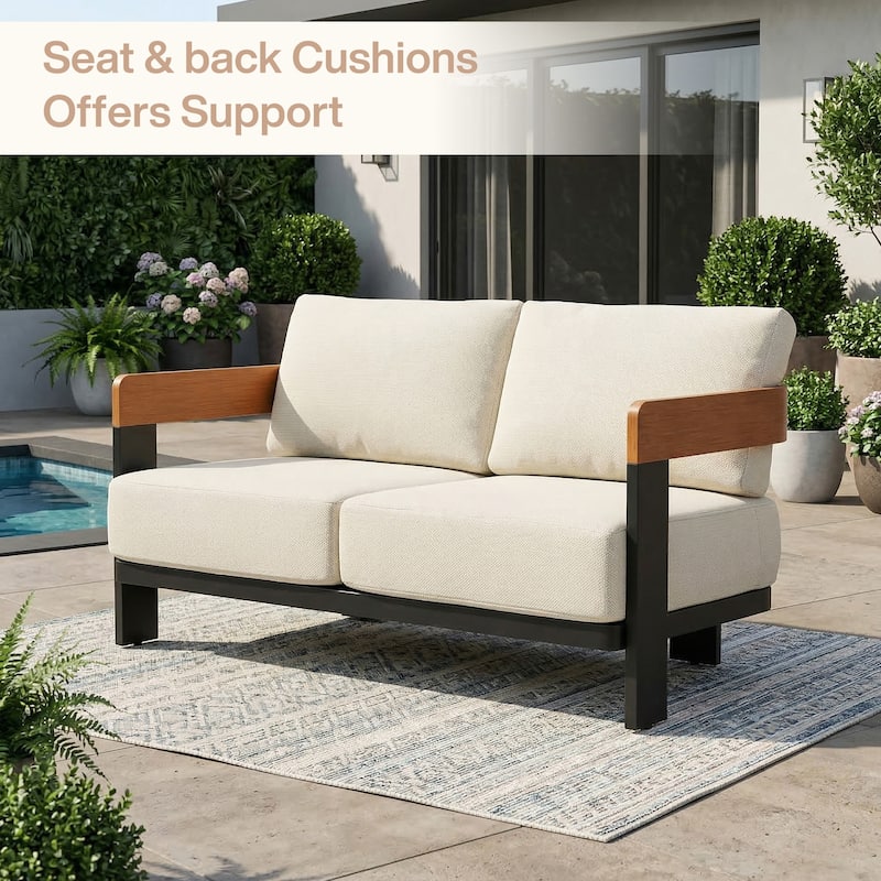 50.39'' Wide Outdoor Patio Sofa With Cushions