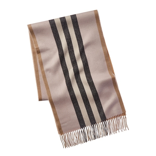 reversible stripe and check wool cashmere scarf