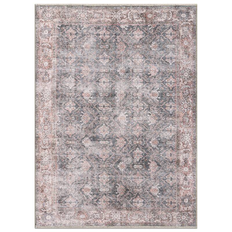 World Rug Gallery Vintage Inspired Bordered Machine Washable Area Rug