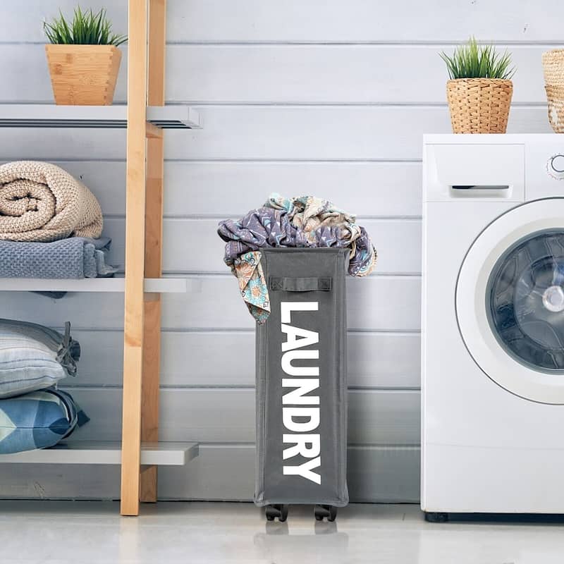 Gymax 21'' Slim Laundry Basket Hamper 10 Gallon Collapsible Waterproof