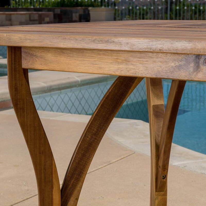 7 Piece Patio Dining Set Outdoor Rectangular Acacia Wood Table and Chairs Furniture Set with Removable Soft Cushions