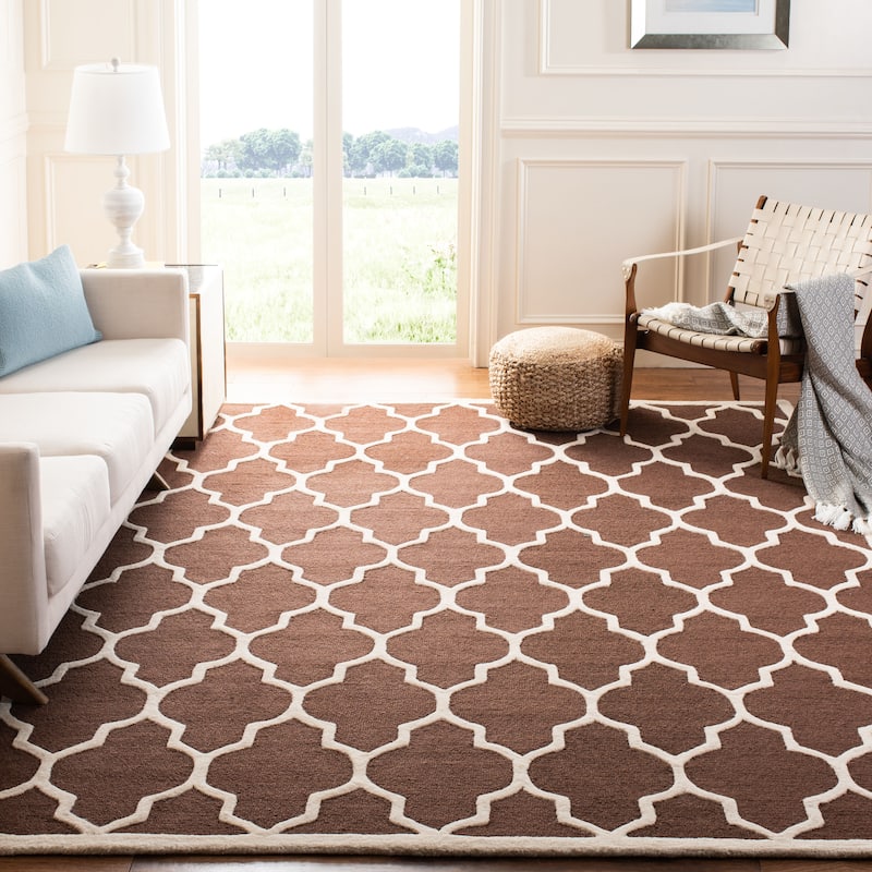 SAFAVIEH Handmade Cambridge Oddny Moroccan Trellis Wool Rug - 9' x 12' - Dark Brown/Ivory