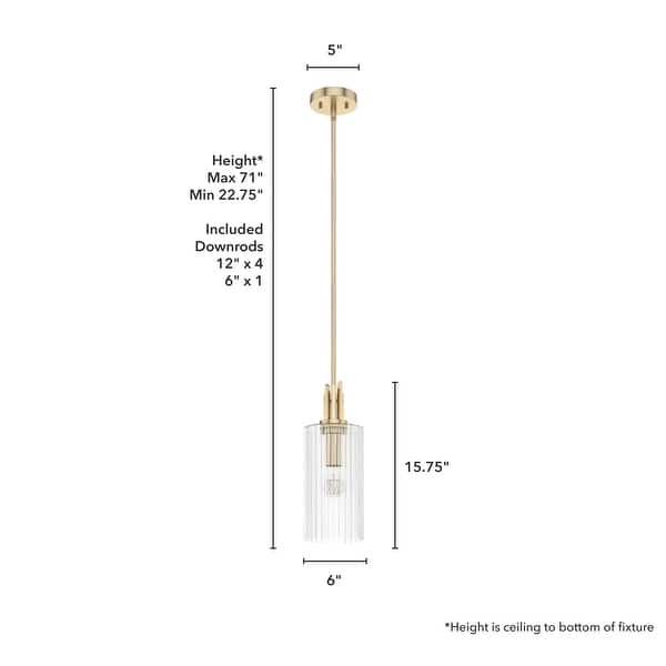 dimension image slide 0 of 8, Hunter Gatz 1-Light Pendant - Kitchen Island, Dining Room, Entry - Glam, Contemporary, Transitional