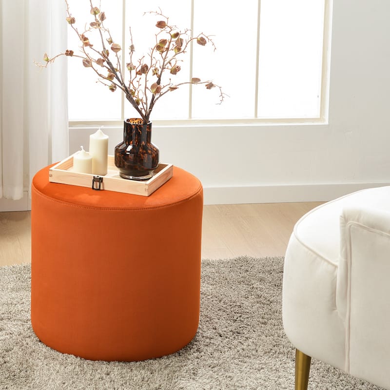 KINWELL Round Upholstered Pouf Ottoman Footrest