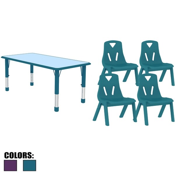 Shop 2xhome Kids Table And Chair Set Adjustable Leg Wavy Activity