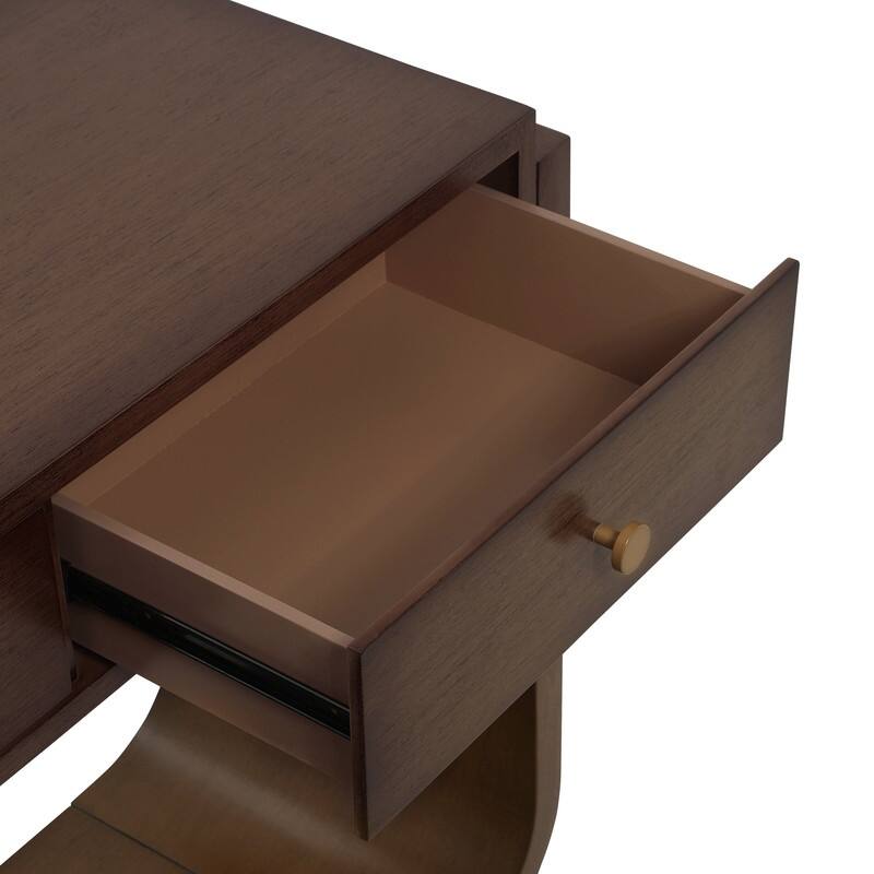 Mid-Century Modern Console Table with 3 Storage Drawers and Display Shelf for Entryway or Living Room Use