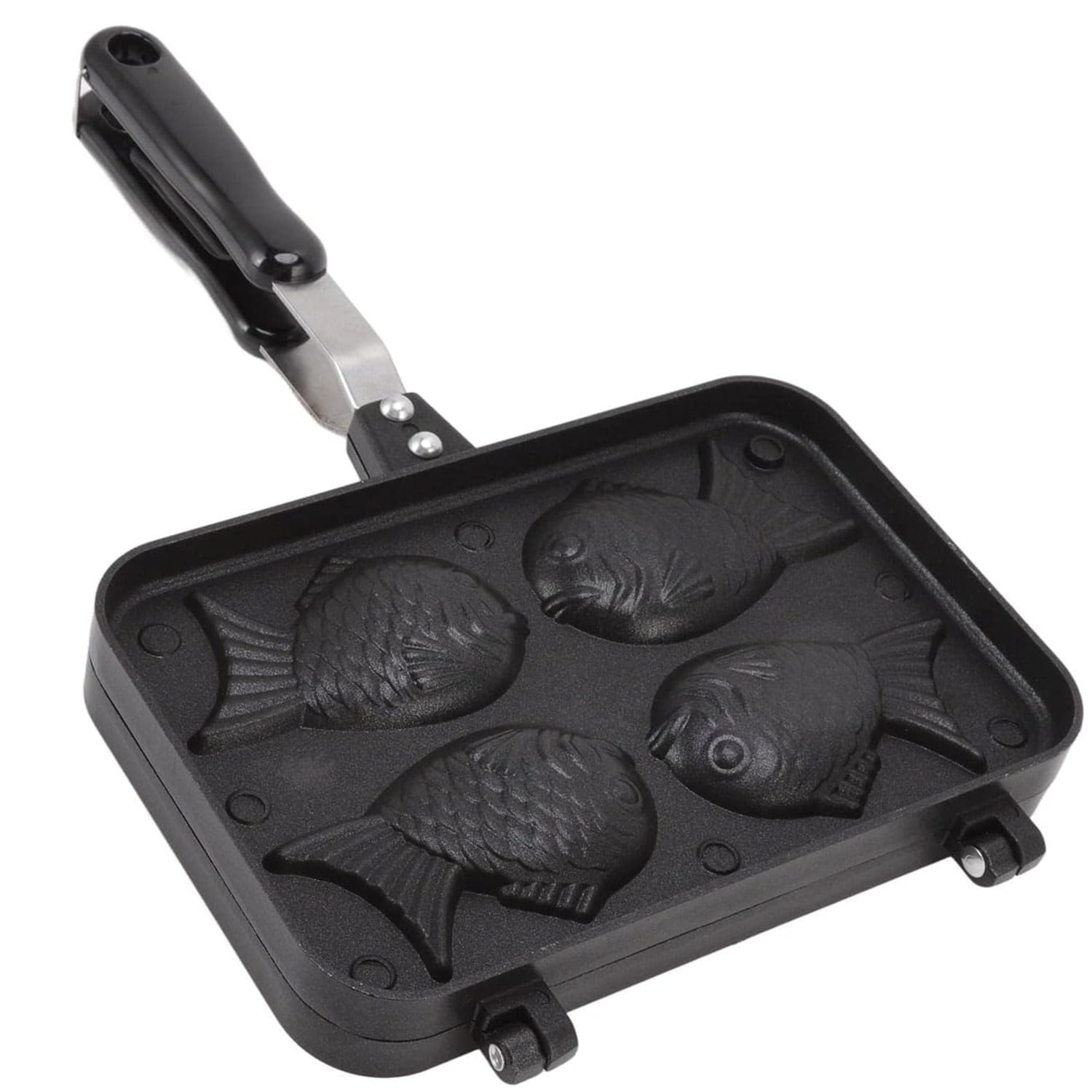 Mini Fish Shaped Cake Pan with Anti Scalding Long Handle and 4 Trays