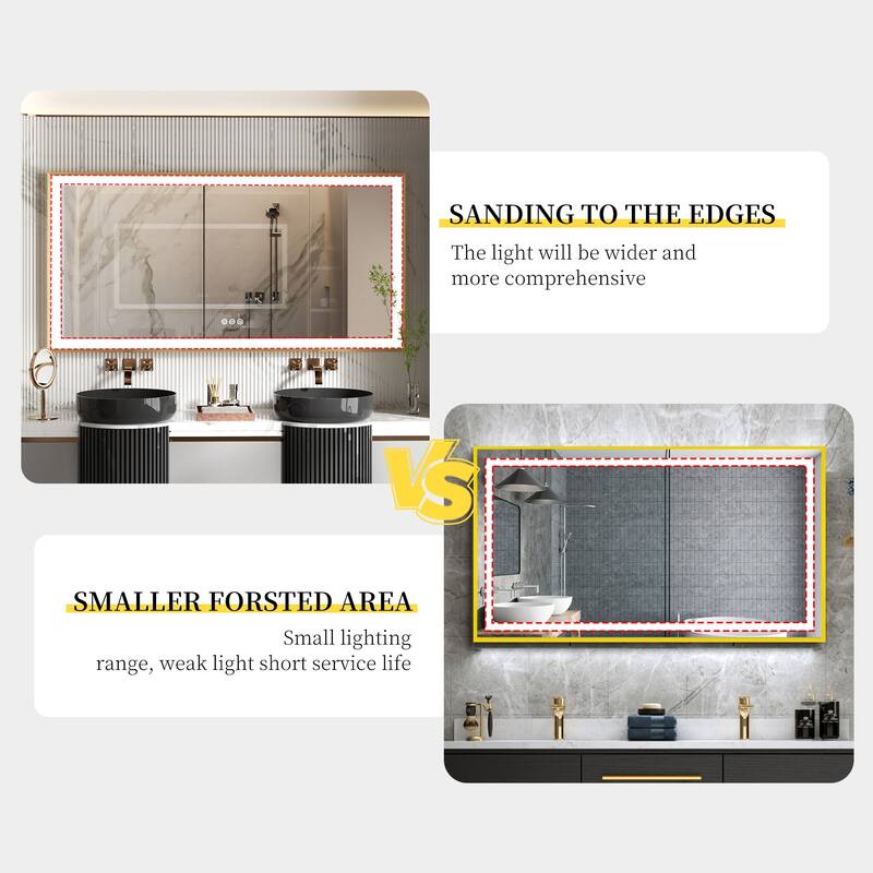 LED Bathroom Mirror Aluminum Framed Anti-Fog Stepless Dimmable Memory
