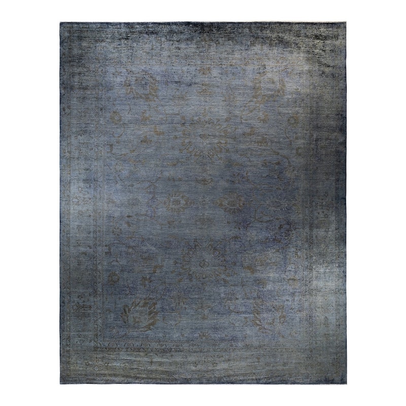 Overton Hand Knotted Wool Vintage Inspired Modern Contemporary Overdyed Purple Area Rug - 11' 10" x 14' 9"