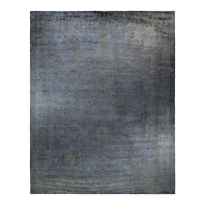 Overton Hand Knotted Wool Vintage Inspired Modern Contemporary Overdyed Purple Area Rug - 11' 10" x 14' 9"