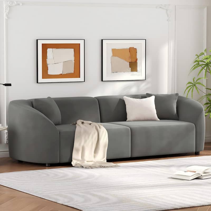 Christopher Knight Home - Allegra Sculptural Upholstered 87" Curved Sofa - Grey