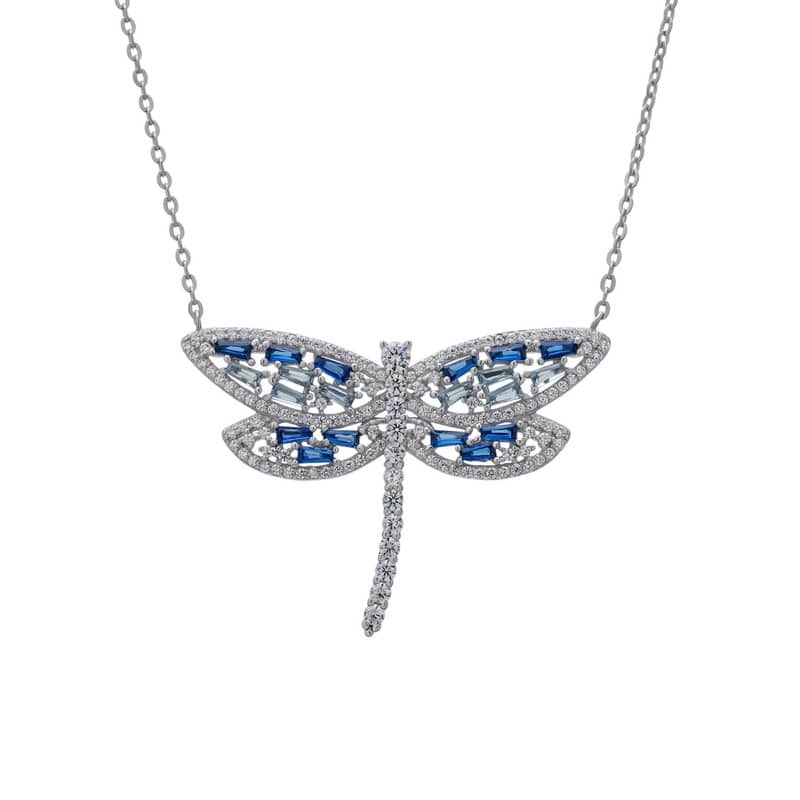 Victoria Townsend .925 Sterling Silver Blue Cubic Zirconia Dragonfly Necklace