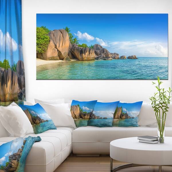 Designart "Fantastic Seychelles Seashore" Large Seascape Art Canvas ...