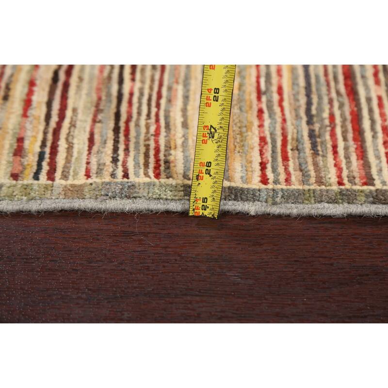 Striped Modern Gabbeh Kashkoli Wool Area Rug Hand-knotted Foyer Carpet - 2'6" x 3'10"