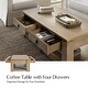preview thumbnail 14 of 16, Jorge Modern 4-Drawers Coffee Table with 6 Solid Wood Legs by HULALA HOME