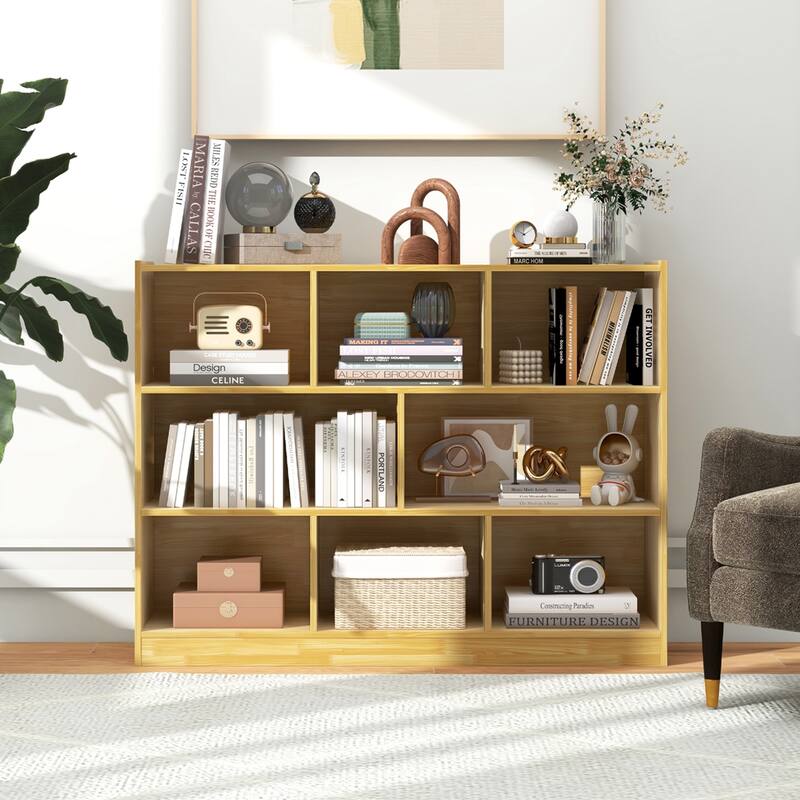 Costway 3-tier Open Bookcase 8-Cube Bookshelf Storage Display Cabinet - 48'' x 12.5'' x 36.5''