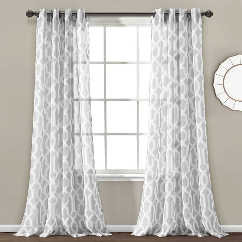 Lush Decor Edward Trellis Sheer Window Curtain Panel Pair - 84" x 52"